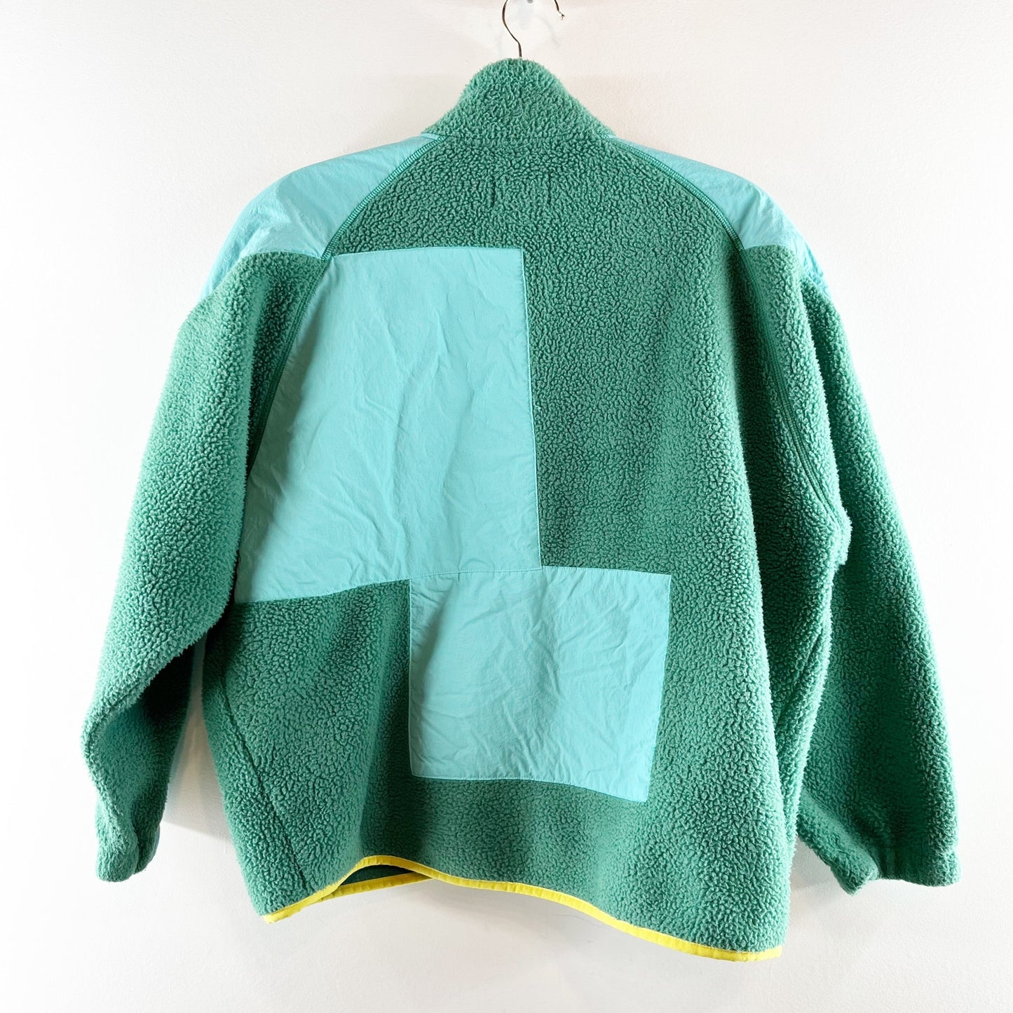 BDG Urban Outfitters Bruce Fleece Spliced Zip-Up Jacket Green Blue Medium