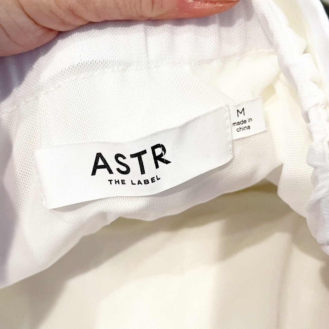 ASTR The Label Clemira Pleated Strapless Cotton Mini Dress White Medium