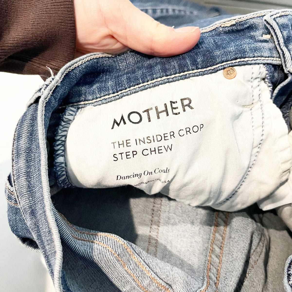 Mother The Insider High Waisted Crop Step Chew Hem Jeans Dancing On Coals 25