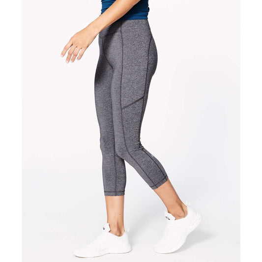 Lululemon Speed Up Crop Leggings 21" Heathered Black Gray 6