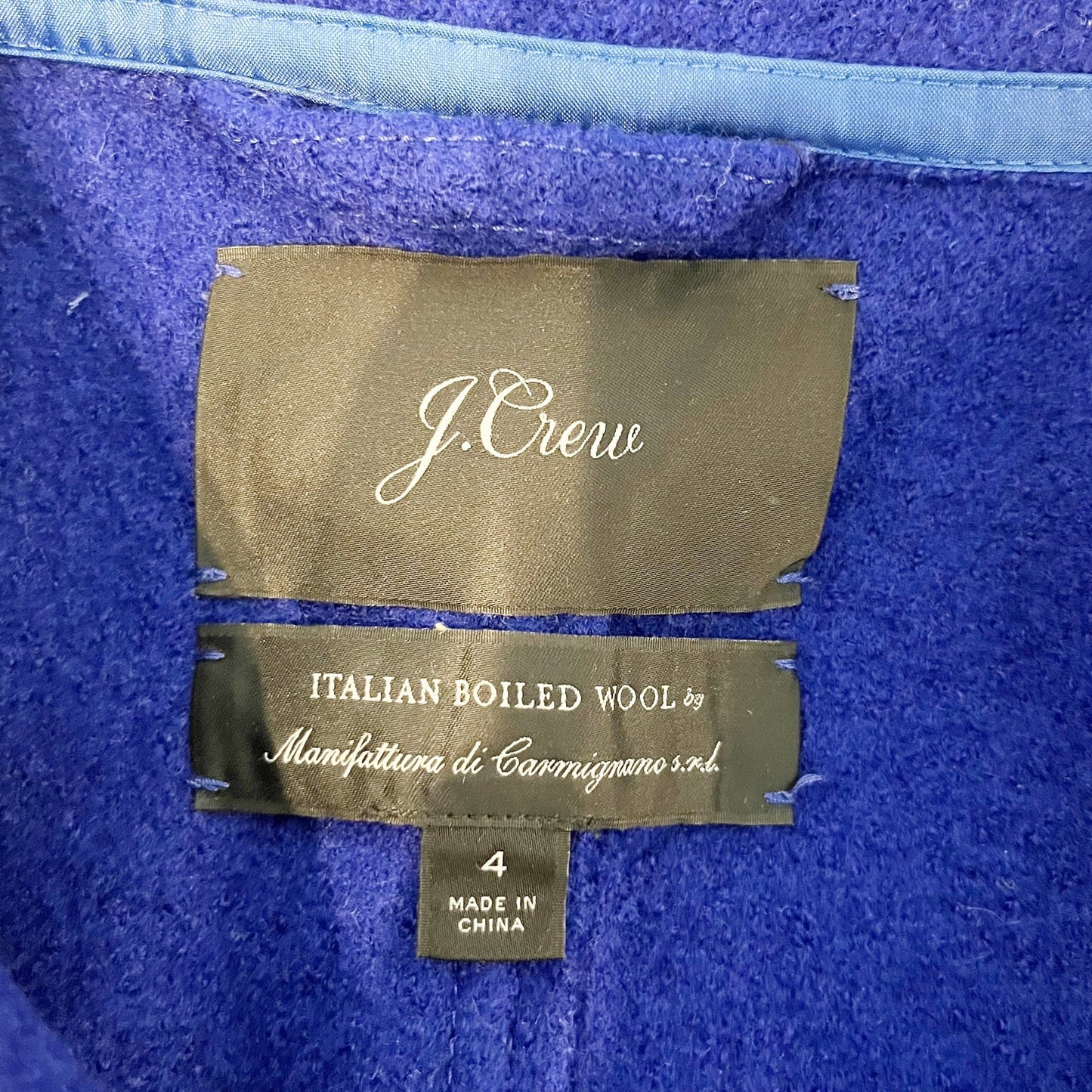 J. Crew Italian Boiled Wool Daphne Notch Lapel Longline Topcoat Cobalt Blue 4