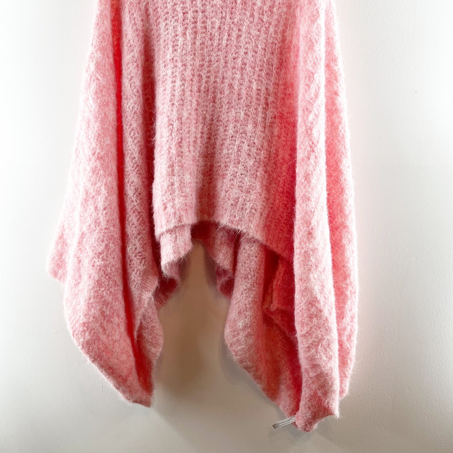 Anthropologie Funnel Neck Oversized Soft Knit Poncho Sweater Pink One Size