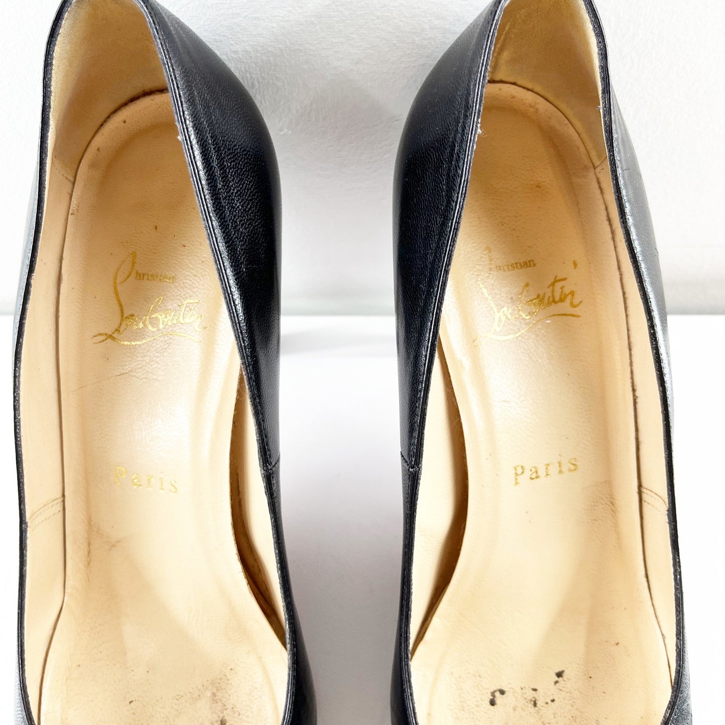 Christian Louboutin Ron Ron 85 Kid Leather Round Toe Stilettos Pump Black 38