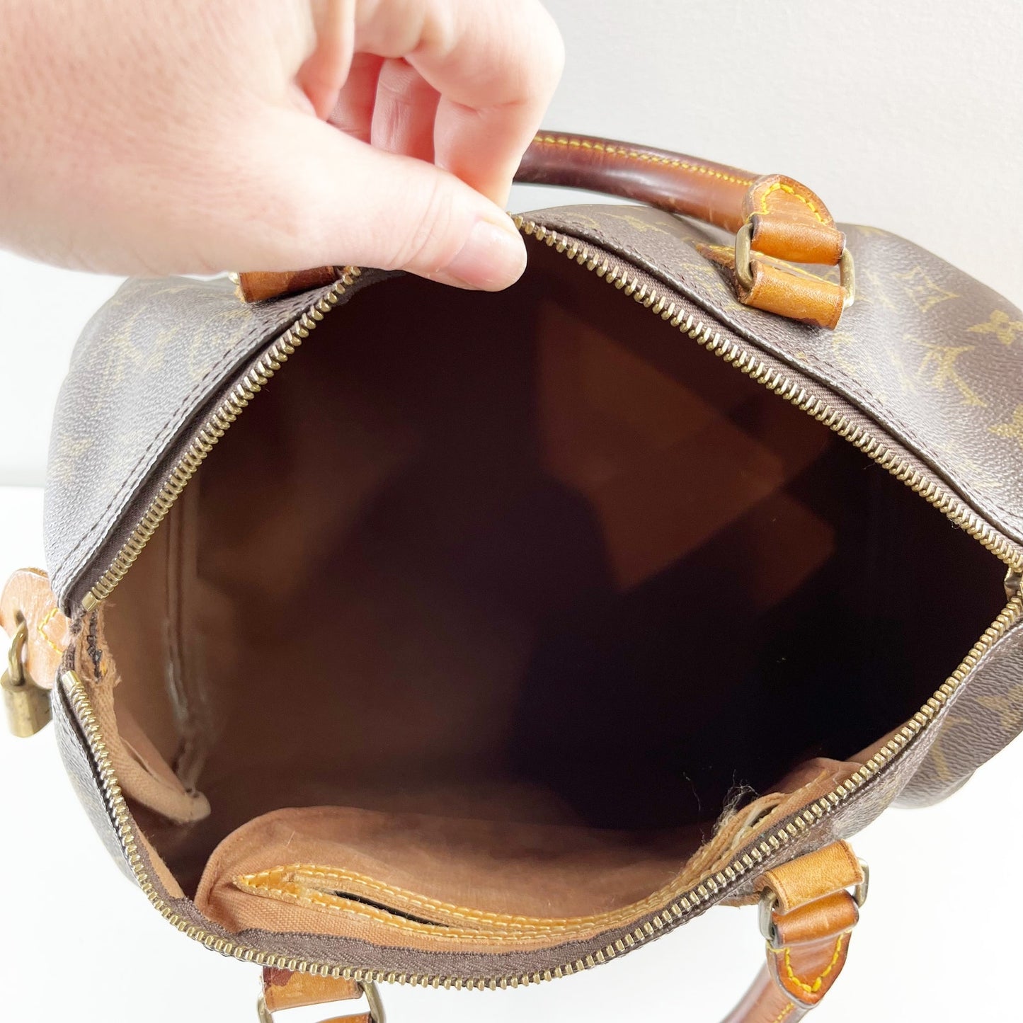 Louis Vuitton Vintage Speedy 30 Top Handle Canvas Monogram LV Bag Purse Brown
