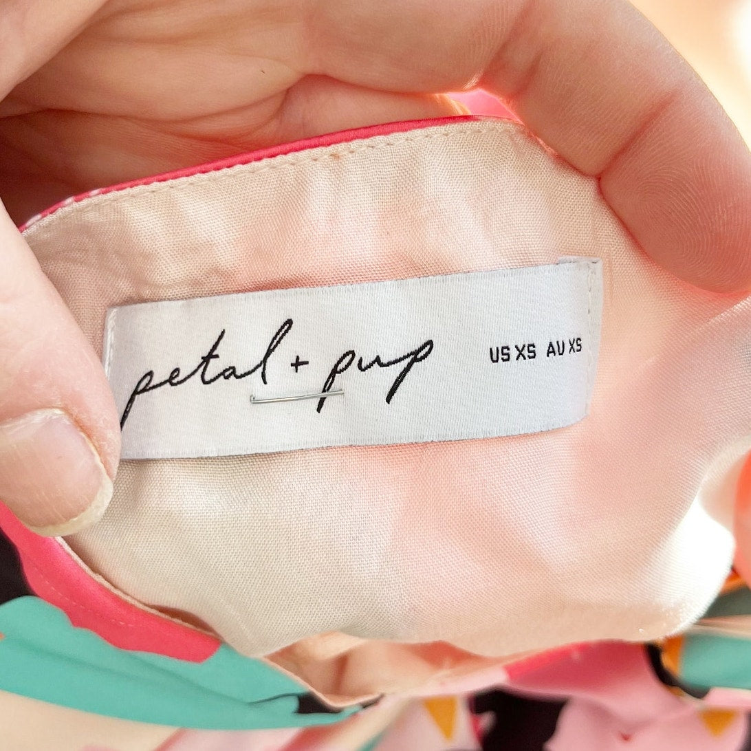 Petal + Pup Posse Floral Satin Midi Slip Dress Pink XS
