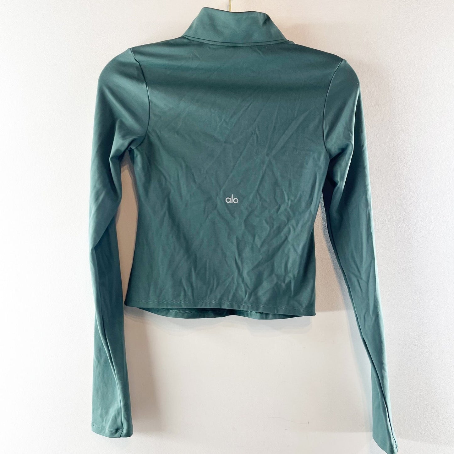 ALO Softsculpt Precision 1/4 Zip Long Sleeve Top Jacket Clover Green Small