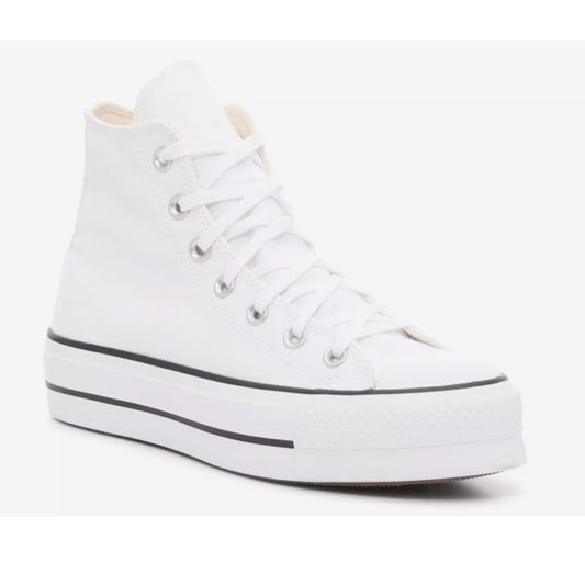 Converse Chuck Taylor High Top Lace Up Platform Sneakers White 6