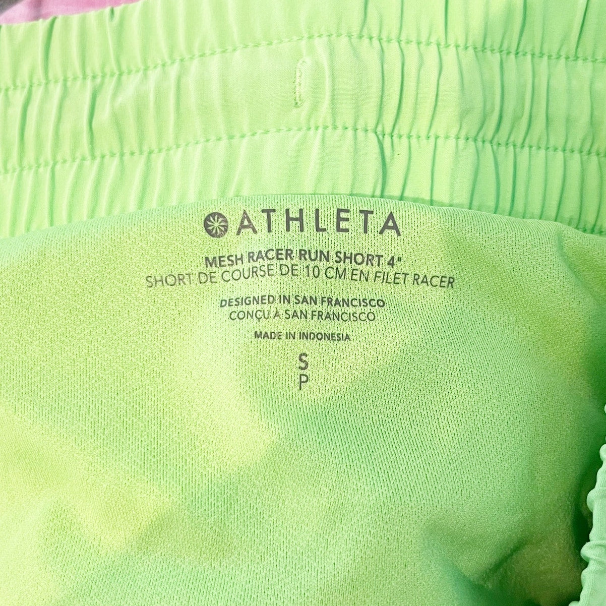 Athleta Mesh Racer Run Shorts 4" Lime Neon Green Small