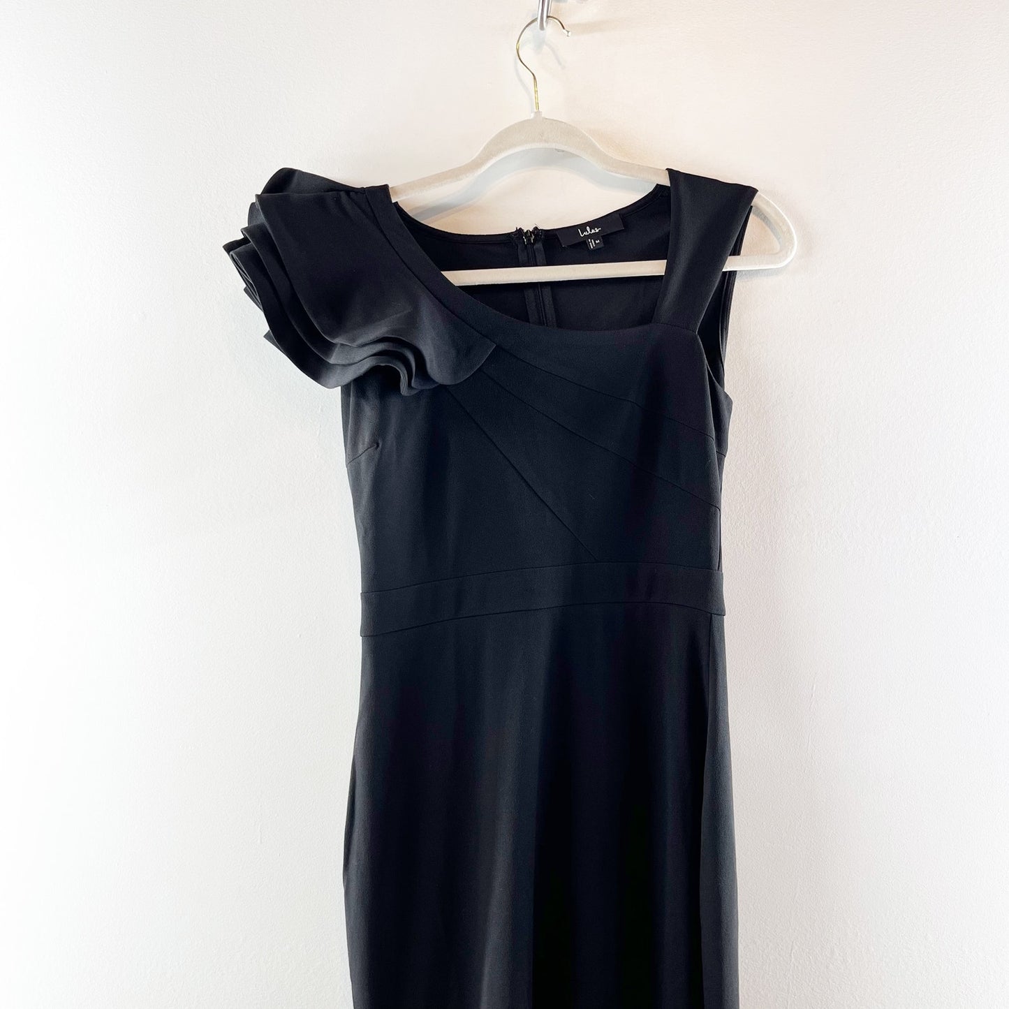 Lulus Lucette Sleeveless Ruffled Mermaid Maxi Dress Gown Black Medium