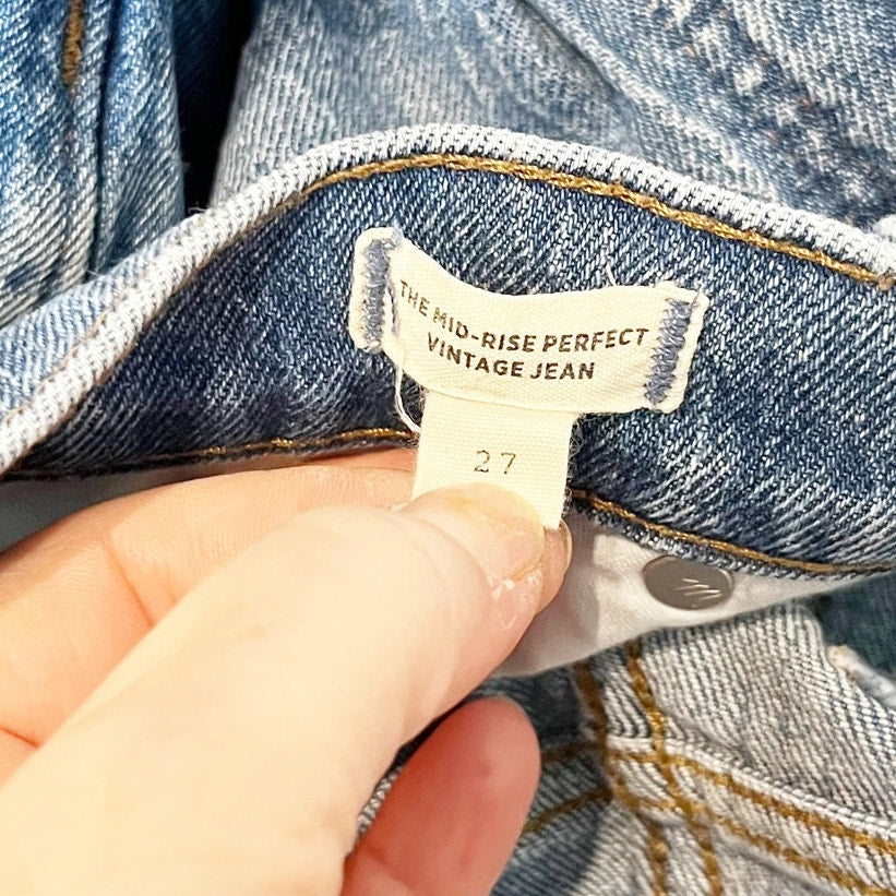 Madewell The Mid Rise Perfect Vintage Mom Ankle Jeans Blue 27