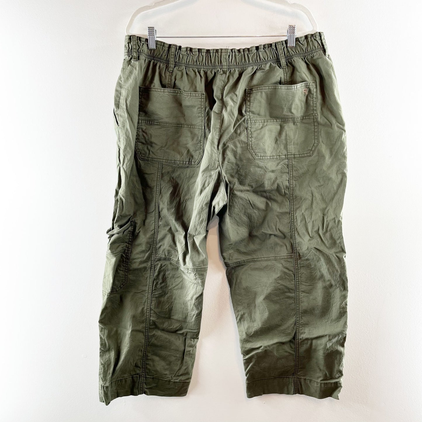 Pilcro Anthropologie High Rise Wide Leg Cropped Utility Pants Green XL