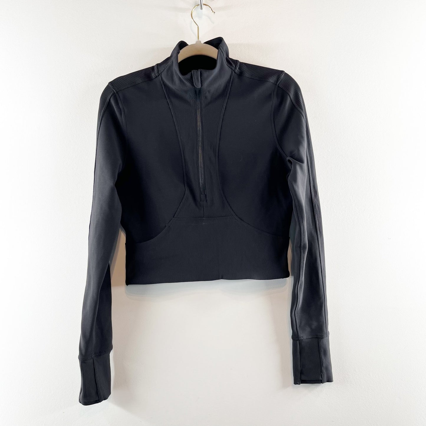 Lululemon Take it in Stride Cropped 1/2 Zip Long Sleeve Pullover Black 10