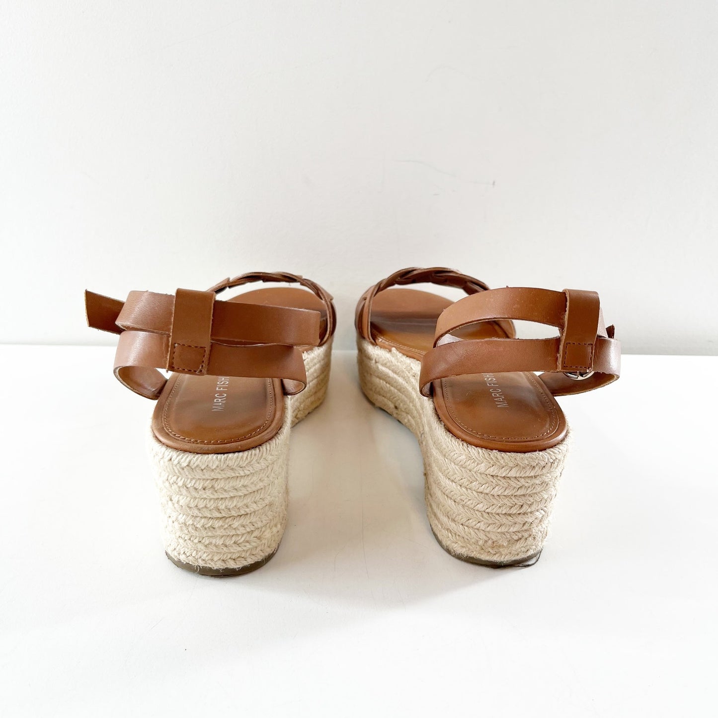 Marc Fisher Jinky Platform Espadrille Sandal Shoes Brown 7.5