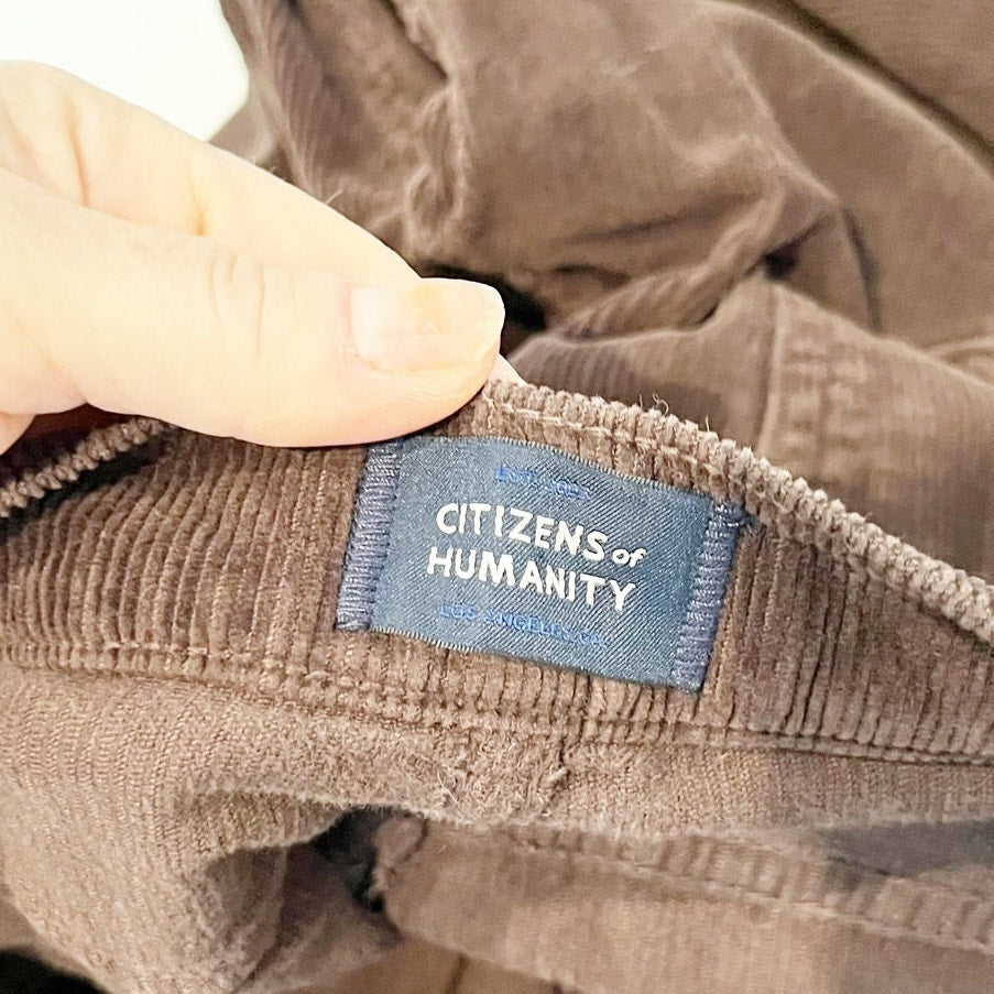 Citizens of Humanity Isola Corduroy Flare Pants Washed Bronze Chocolate Brown 28