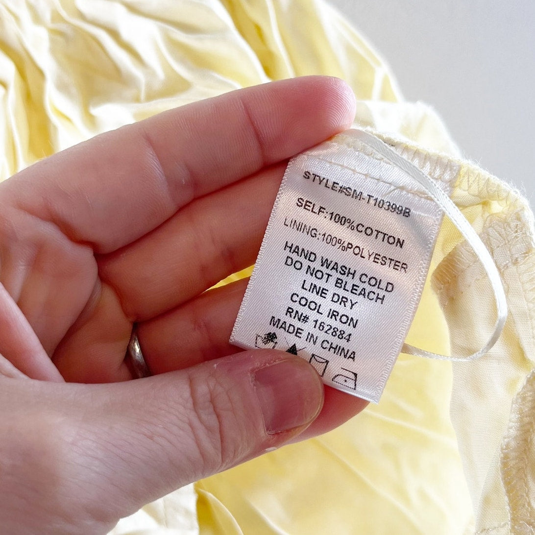 Sky to Moon V Neck Babydoll Handkerchief Hem Cami Tank Top Yellow Medium