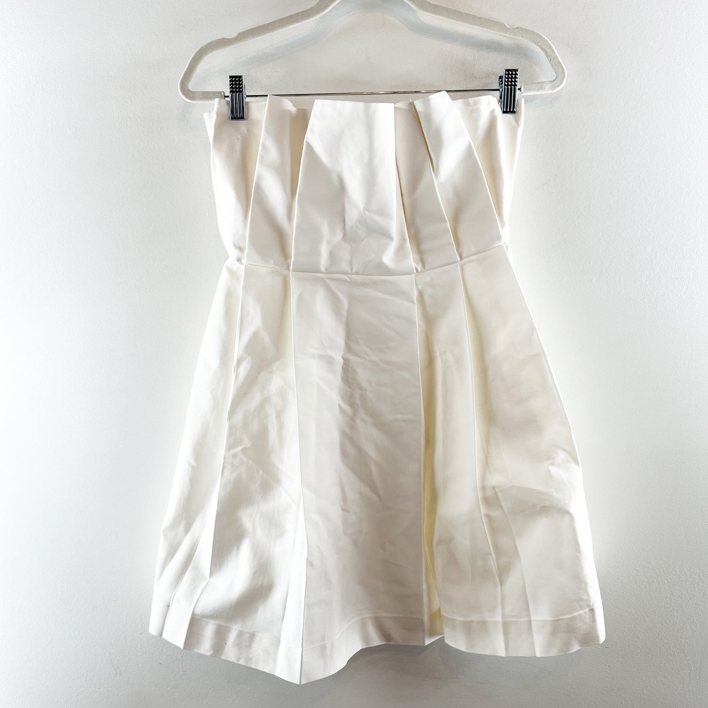 ASTR The Label Clemira Pleated Strapless Cotton Mini Dress White Medium