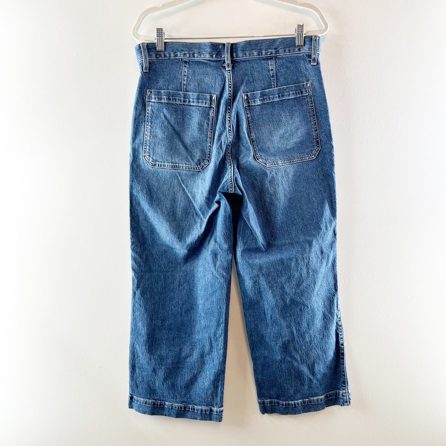 J. Crew Wide Leg Cropped Utility Jeans in All Day Stretch Blue 30 / 10