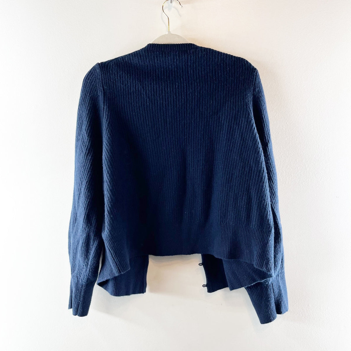 J. Crew Puff Sleeve Cashmere Cardigan Sweater Navy Blue 2X
