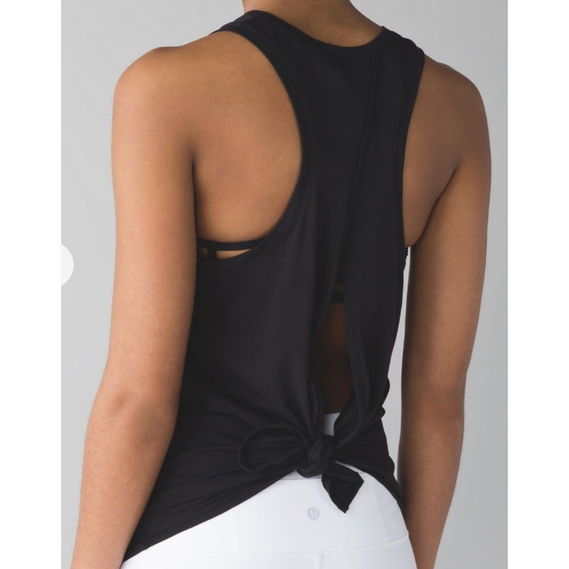 Lululemon All Tied Up Pima Cotton Workout Tank Top Black Small