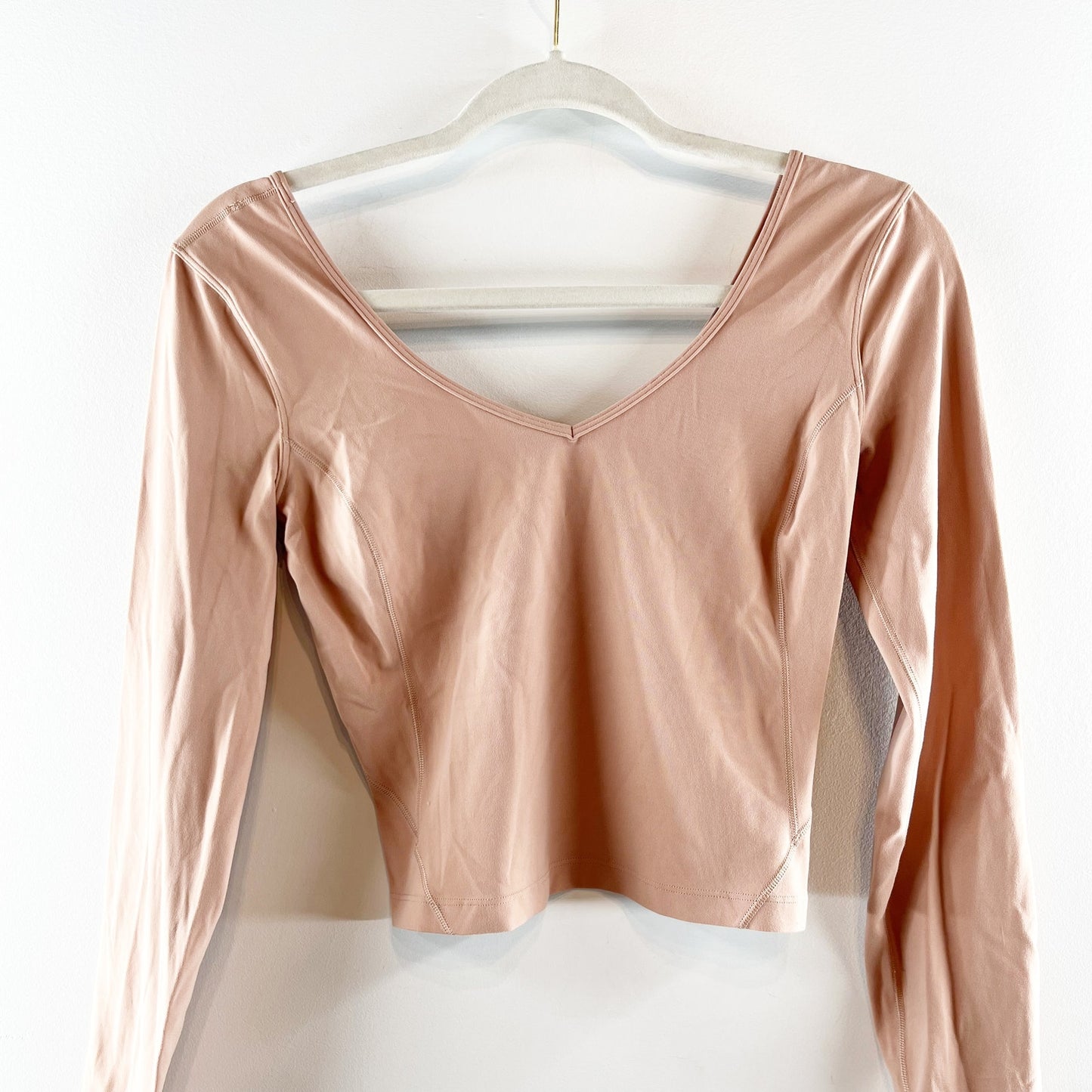 Lululemon Align Long Sleeve Cropped V Neck Top Shirt Pink Clay 4