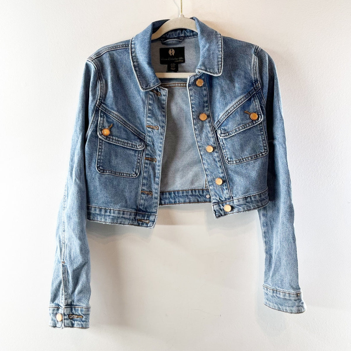 House of Harlow x Nicole Richie Cropped Denim Jean Jacket Blue XS