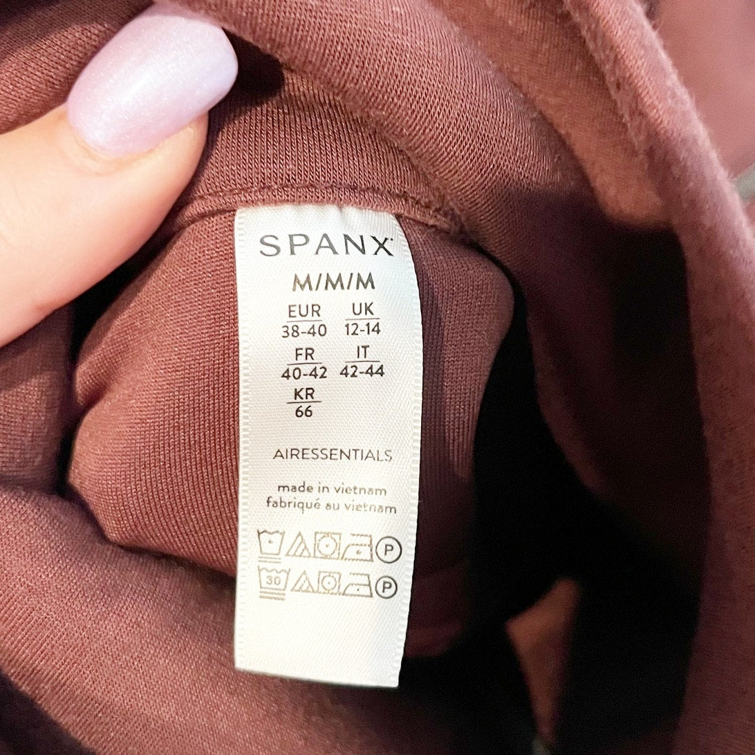 Spanx Air Essentials Half Zip Pullover Sweatshirt Spice Ox Blood Medium