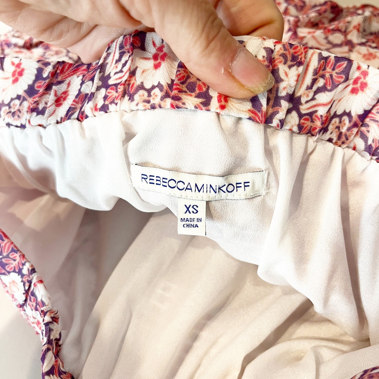 Rebecca Minkoff Tiered Floral Smocked Waist Mini Skirt Pink XS