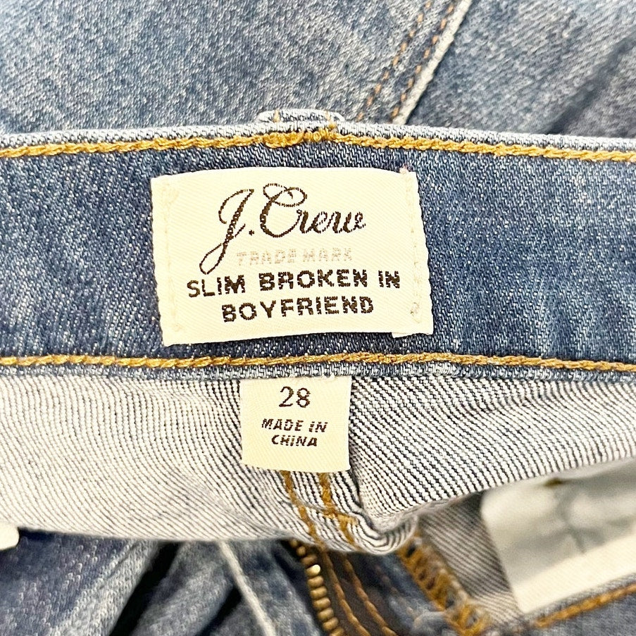 J. Crew High Rise Slim Broken In Boyfriend Jeans Raw Hem Blue 28 / 6