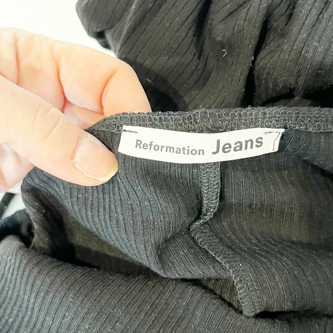 Reformation Kelsi Ribbed Square Neck Sleeveless Jumpsuit Black Small