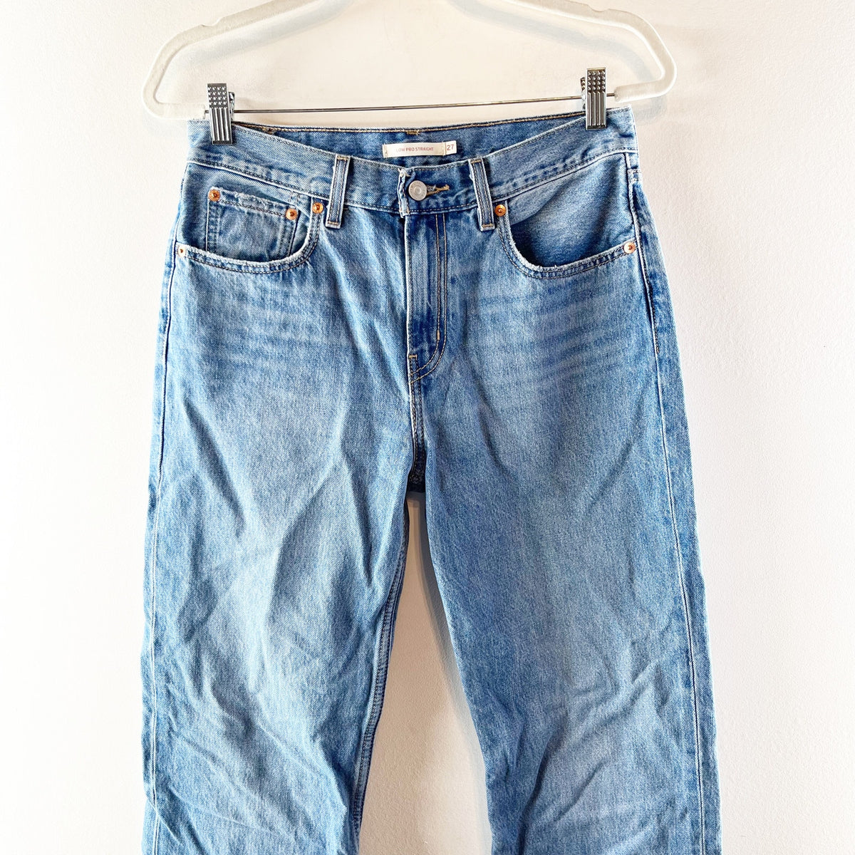 Levi's Low Pro Straight Leg Mid Rise Cotton Jeans Blue 27