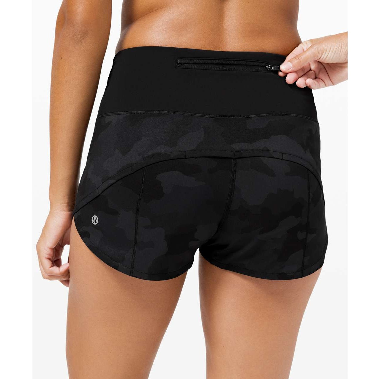 Lululemon Speed Up Short High-Rise 2.5" Heritage 365 Camo Deep Coal Multi Black