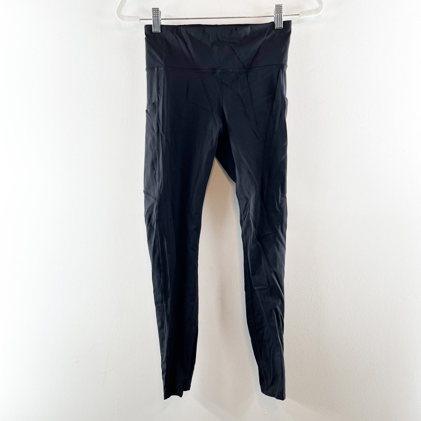 Vuori Stride Pull On High Waisted Side Pockets 7/8 Running Leggings Black Small