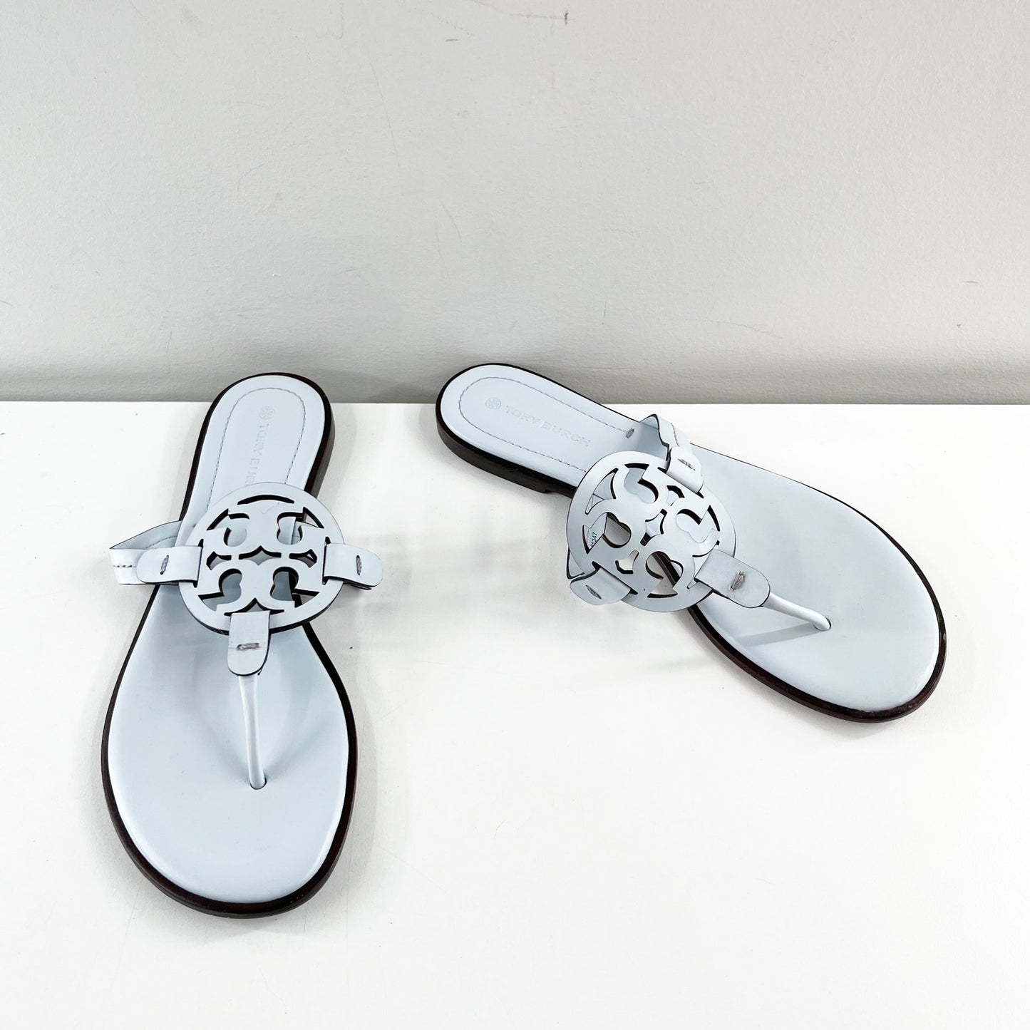 Tory Burch Miller Welt Thong Leather Sandals Pastel Blue 8.5