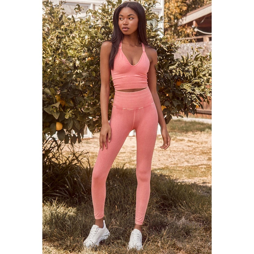 Free People Movement Good Karma Coral Pink Low Impact Leggings Poppy Medium