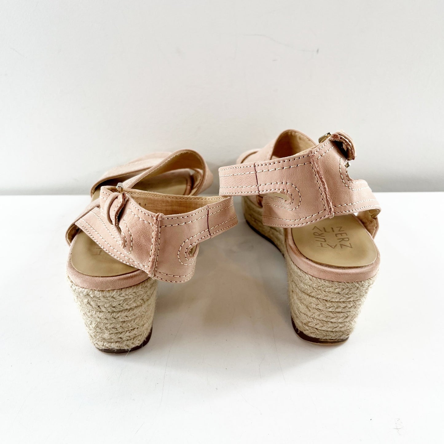 Naturalizer Ursa Epadrille Leather Wedge Sandals Dusty Rose Pink 7.5
