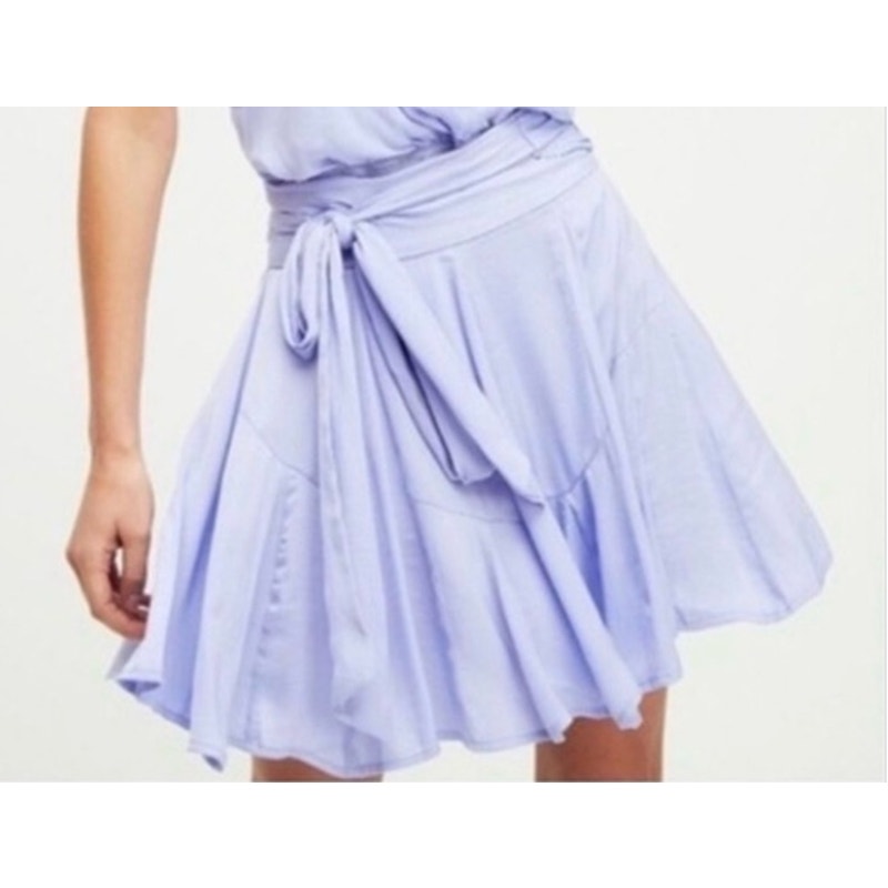 Free People Zuri Satin Wrap Mini Skirt Purple XS