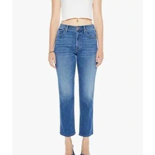 Mother The Smarty Pants Flood Mid Rise Straight Leg Jeans Connect The Dots 26