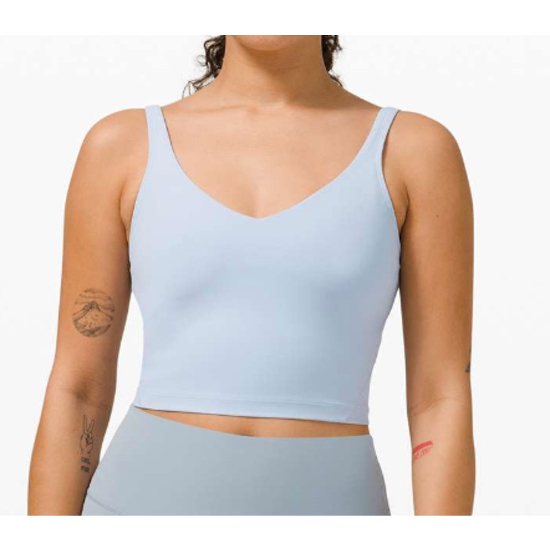 Lululemon Align Cropped Built In Bra Tank Top Blue Linen 8