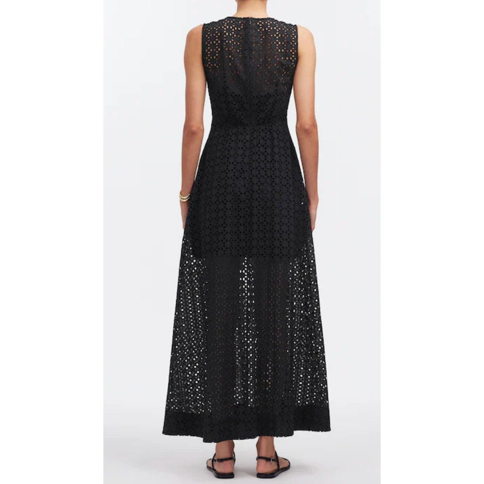 Madewell Eyelet Lace V Neck Sleeveless Maxi Dress Black 12