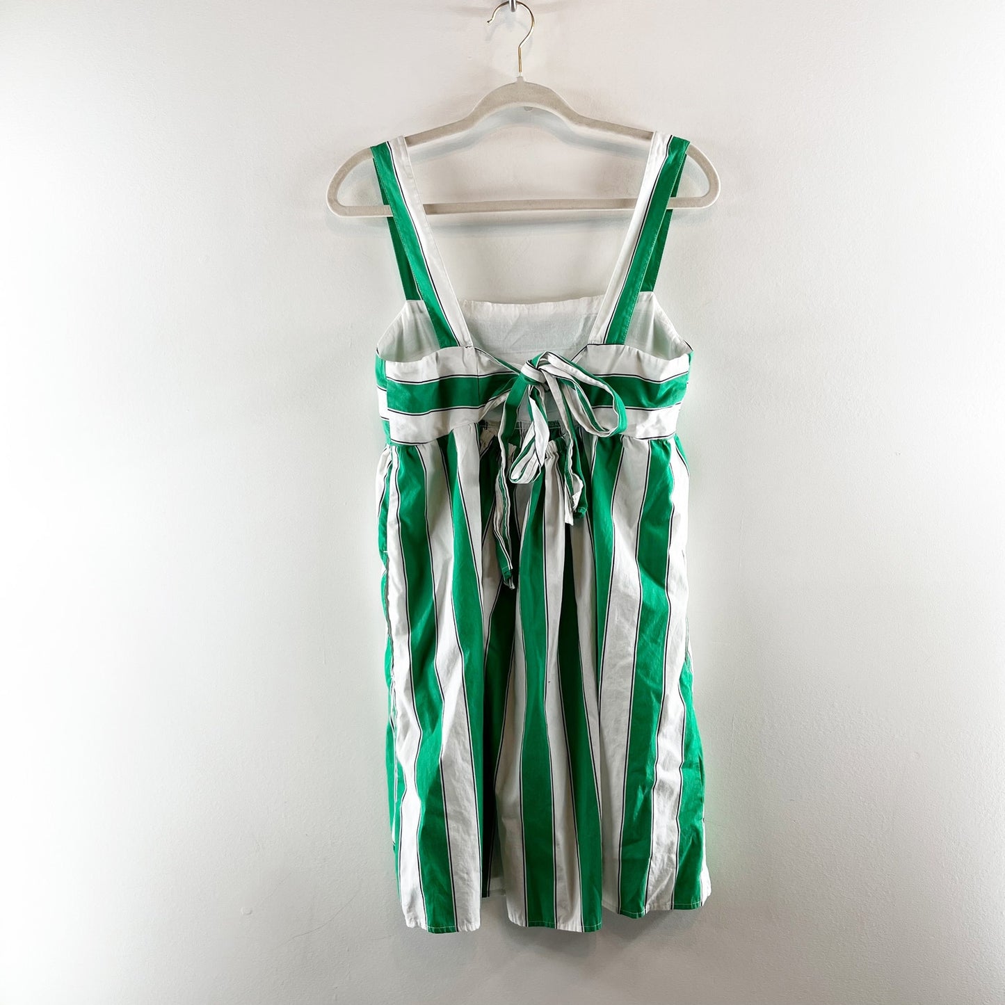 Gap Striped Sleeveless Poplin Tie-Back Mini Dress Green White Medium