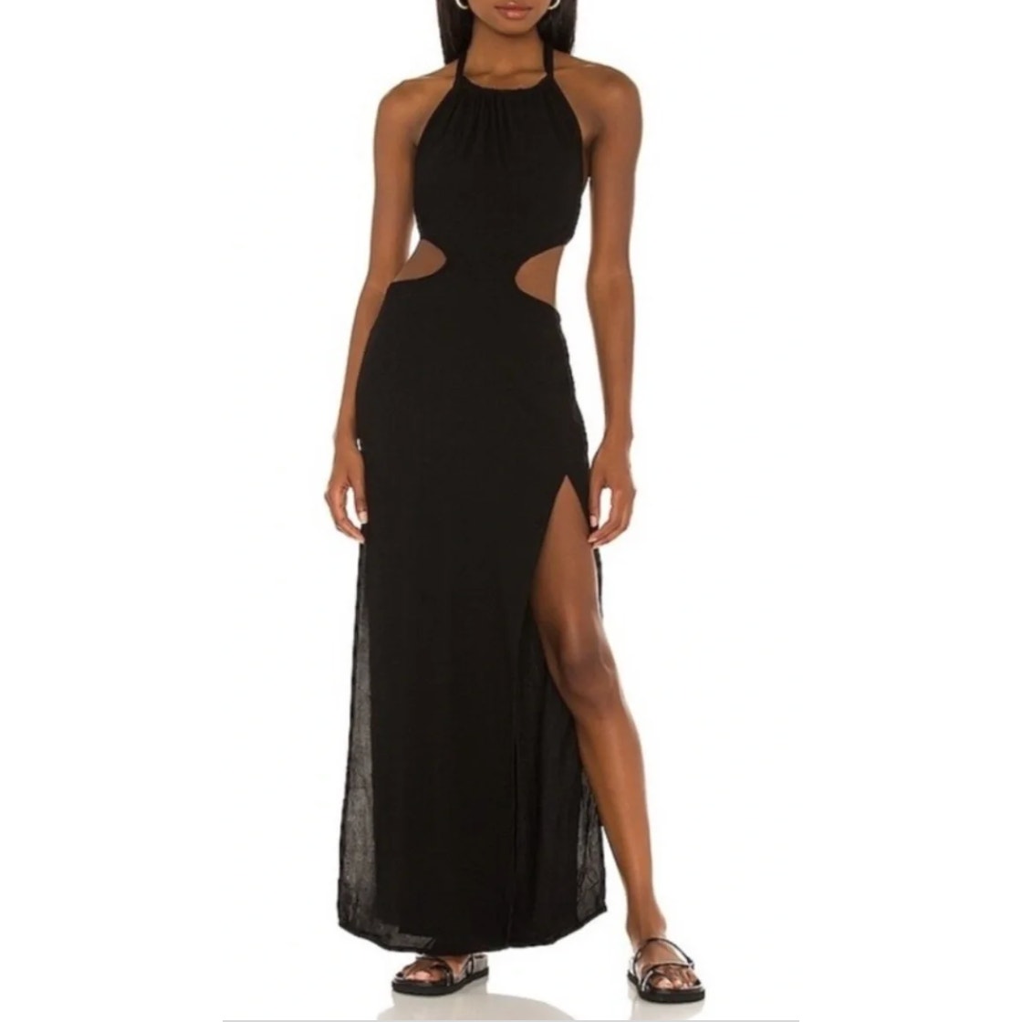 Indah Neomi Cutout Open Back Maxi Dress Black XS