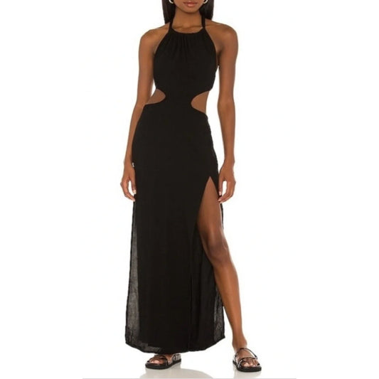 Indah Neomi Cutout Open Back Maxi Dress Black XS