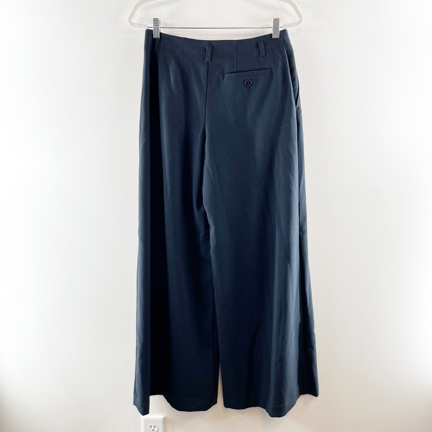 Maeve Anthropologie High Rise Pleated Front Wide Leg Trouser Pants Navy Blue 6