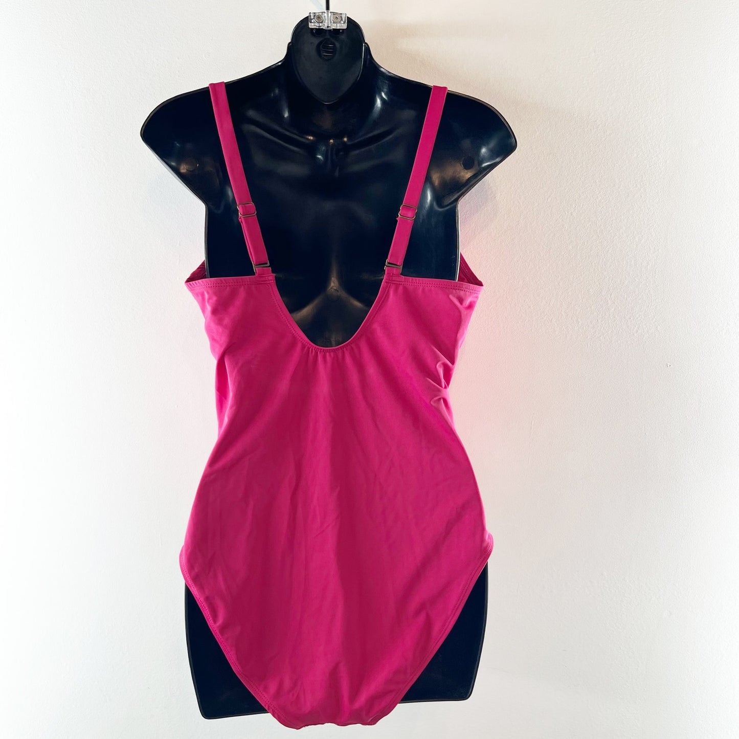 Andie Swim One Piece Scoop Back Adjustable Straps Swimsuit Pink Large