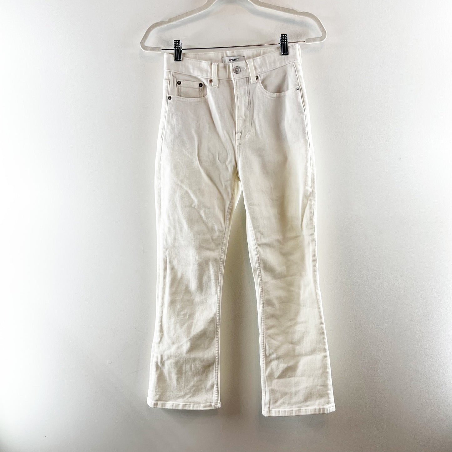 SPANXsculpt ReDefine High Waisted Kick Flare Cropped Jeans Cream 4
