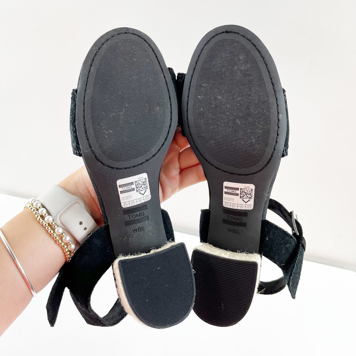 Toms Rosa Block Heel Espadrille Sandals Black 8.5