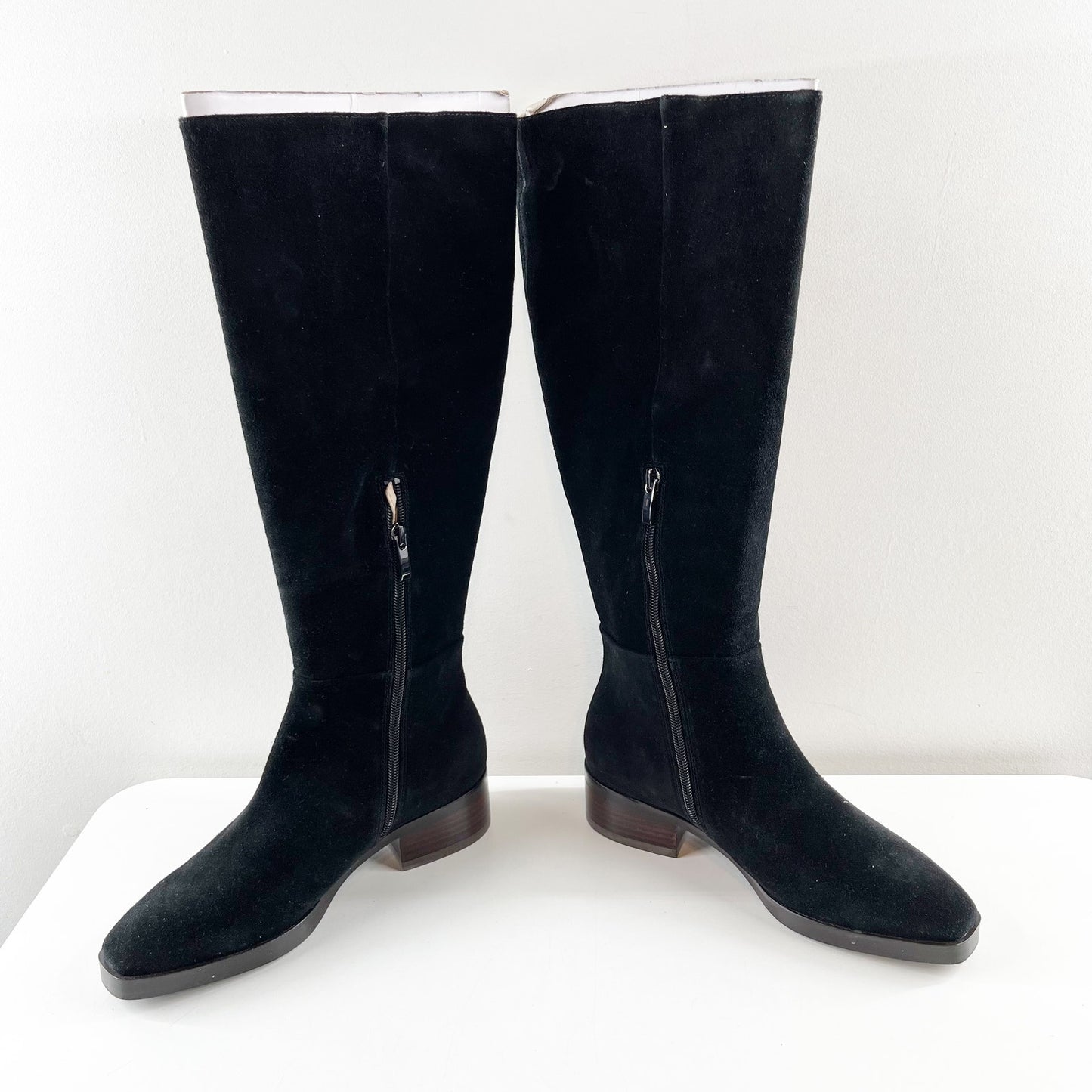 J. Jill Suede Leather Pull On Block Heel Square Toe  Mid-Calf High Boots Black 7