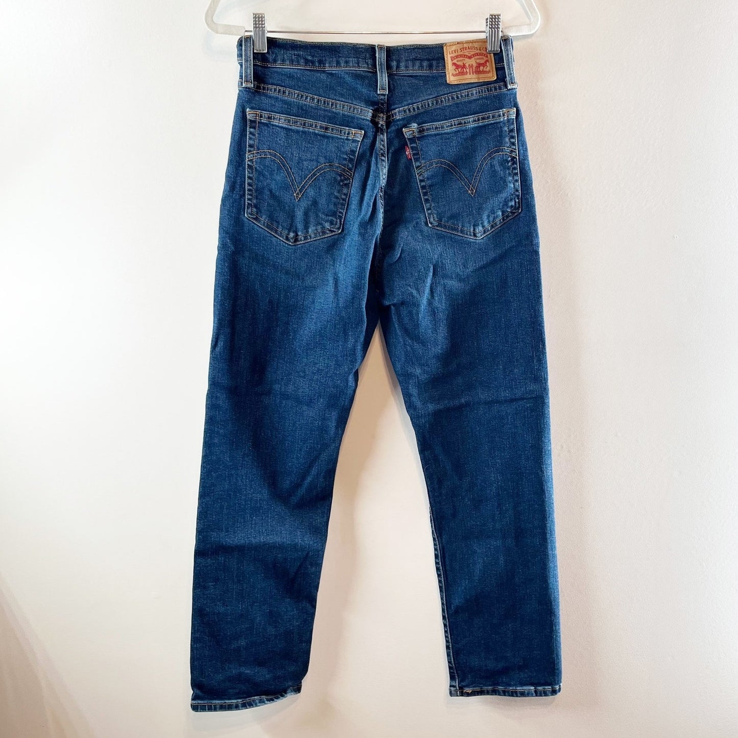Levi's Wedgie Straight High Rise Ankle Jeans Dark Wash Blue