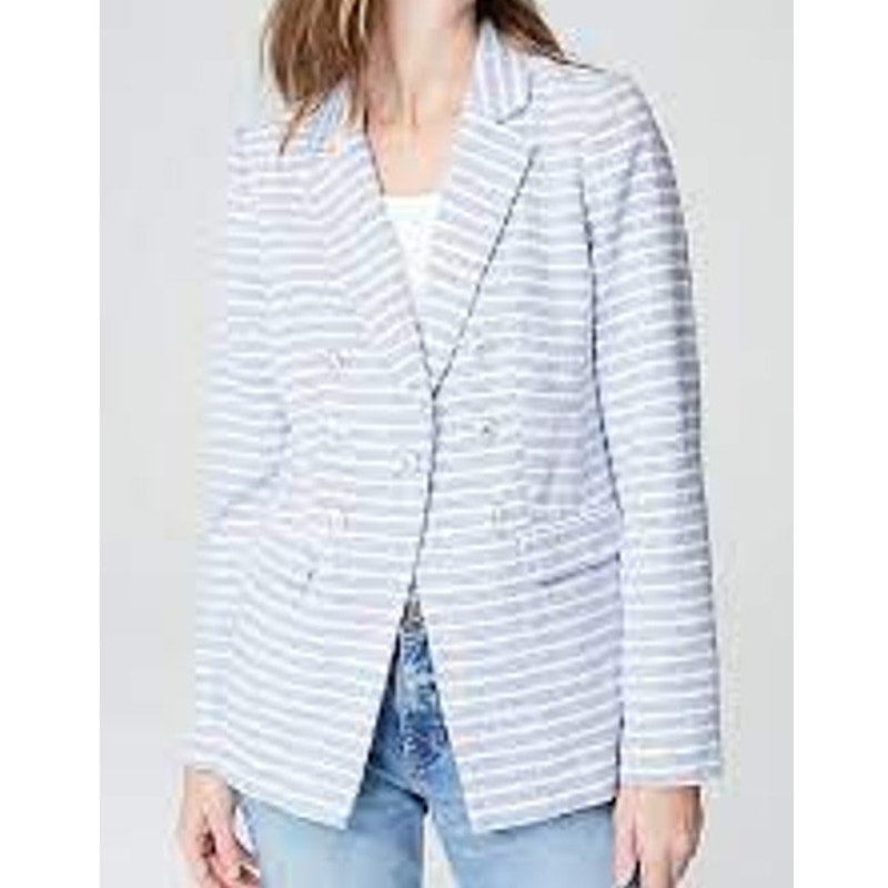 J. Jill Striped Modern Spectator Blazer Jacket Blue White Large