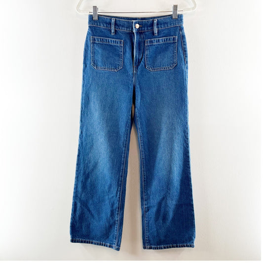 LOFT High Waisted Patch Pocket Wide Leg Jeans Blue 26 / 2